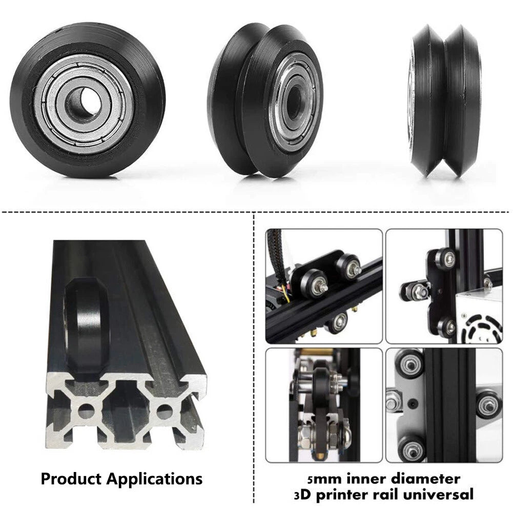 POM Plastics Wheel with Bearing Round Pulley Durable Linear Bearing 3D Printer