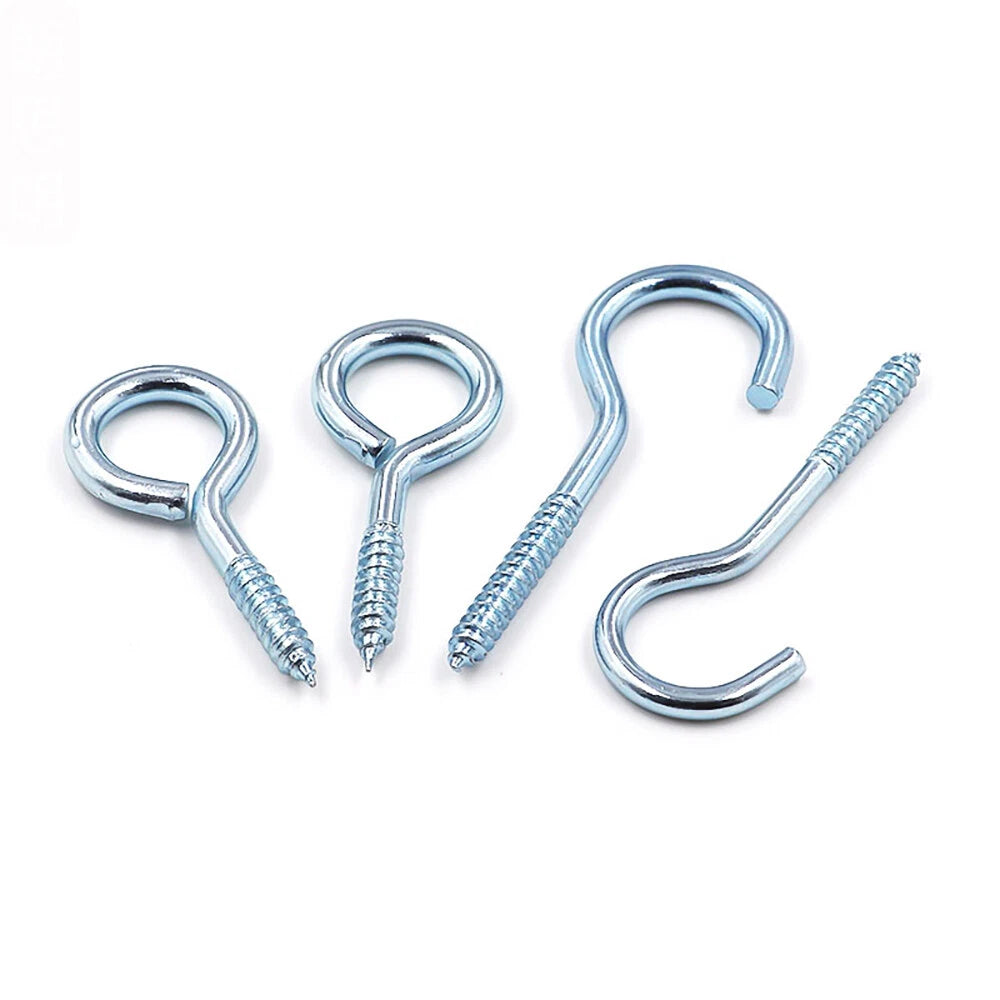 Zinc Plated Screw Eye Hooks & Screw-In Hooks — Heavy Duty, Sizes #0–#16