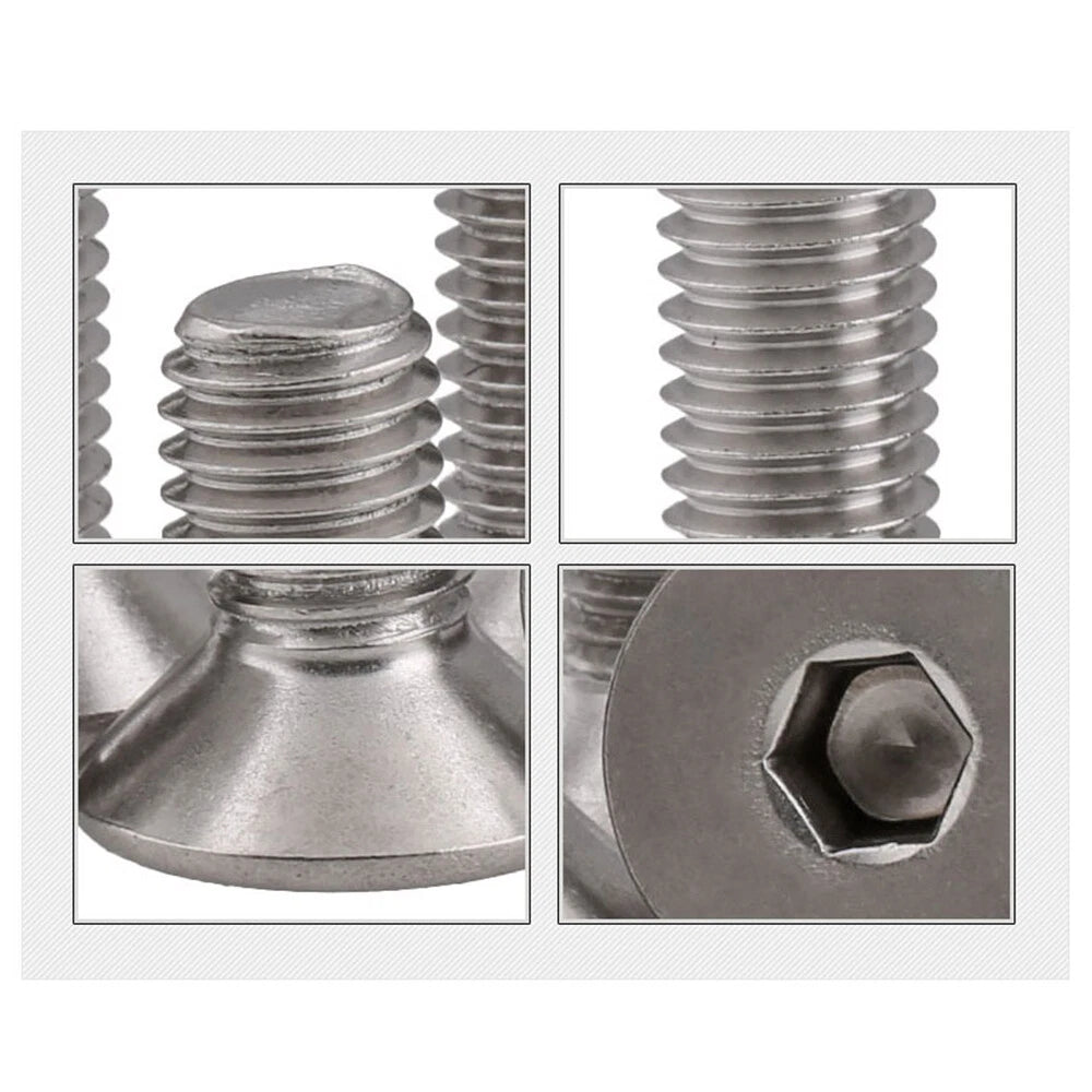 A4 Stainless Steel Countersunk Flat Head Allen Socket Machine Screws M3 M4 M5 M6 M8 M10 — 4mm to 100mm
