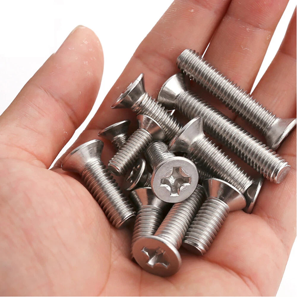 M3 M3.5 M4 M5 Phillips Countersunk Machine Screws – A2 Stainless Steel, 3mm to 200mm