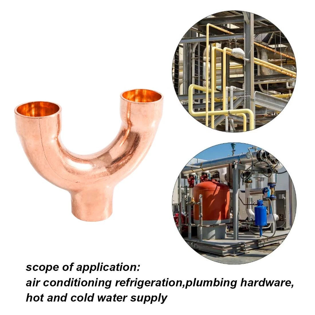 Copper Y-Type 3-Way Pipe Fitting Connector — End Feed, ID 8mm to 42mm