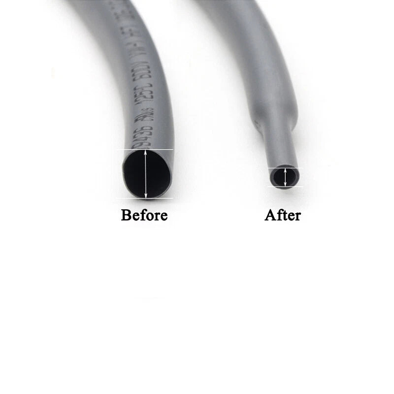 Grey PE Heat Shrink Tubing 2:1 — 1mm to 50mm Diameter, 1–10 Meter Lengths