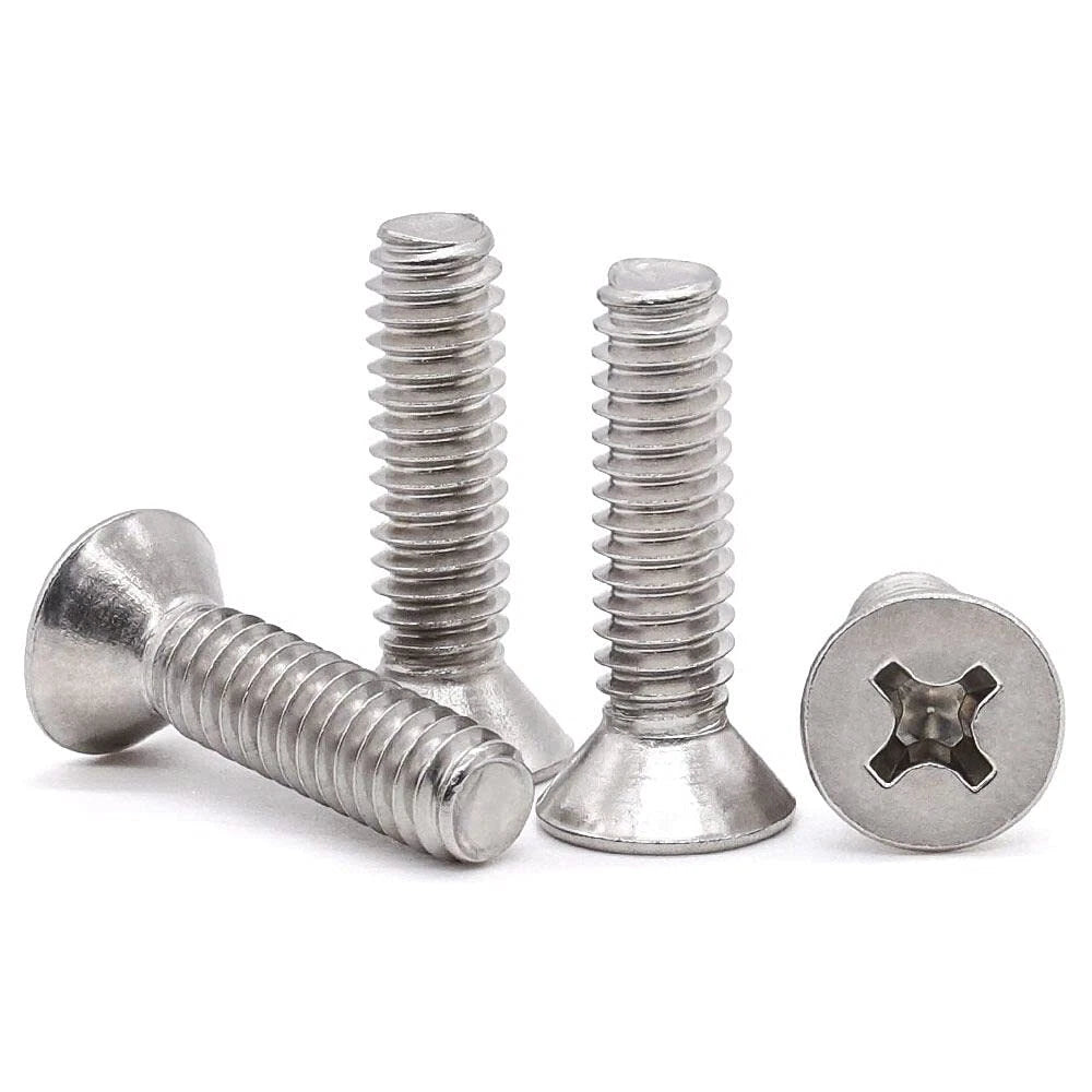 M2 & M2.5 Countersunk Phillips Screws – A2 Stainless Steel, Fully Threaded (2–60mm Overall Length)