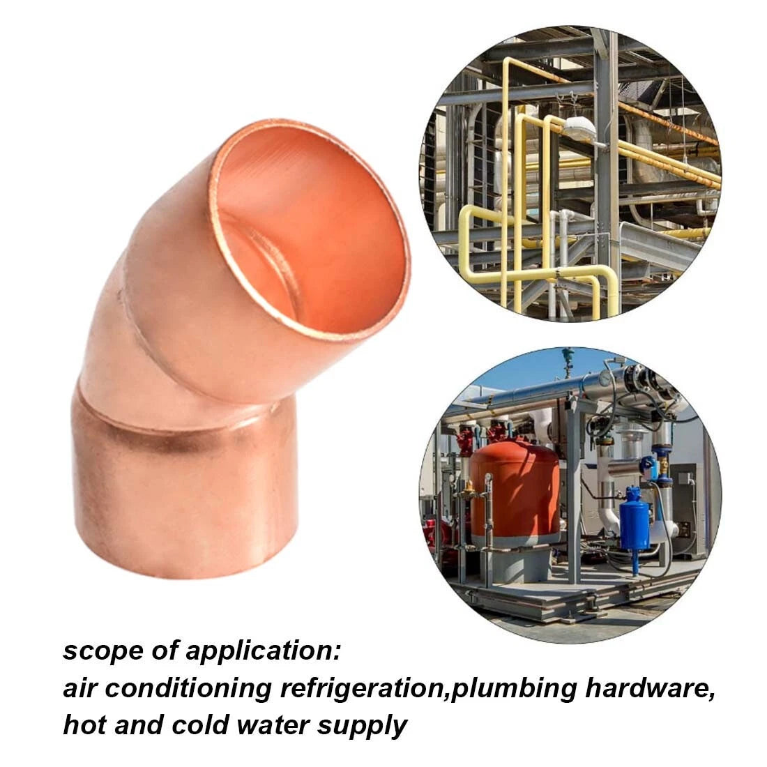 Copper Long Radius Street 45° Elbow — End Feed Refrigeration Fitting 6.35mm–133mm