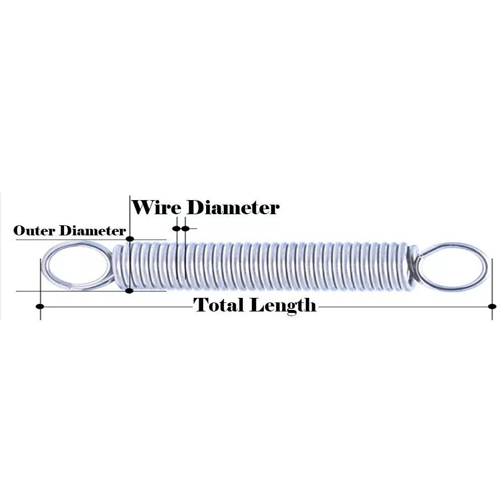 Double Coil L - Shaped Tension Spring/Double Closed - Loop Spring Stainless Steel Wire Diameter 1mm Length 30 - 300mm - HomeDIYer