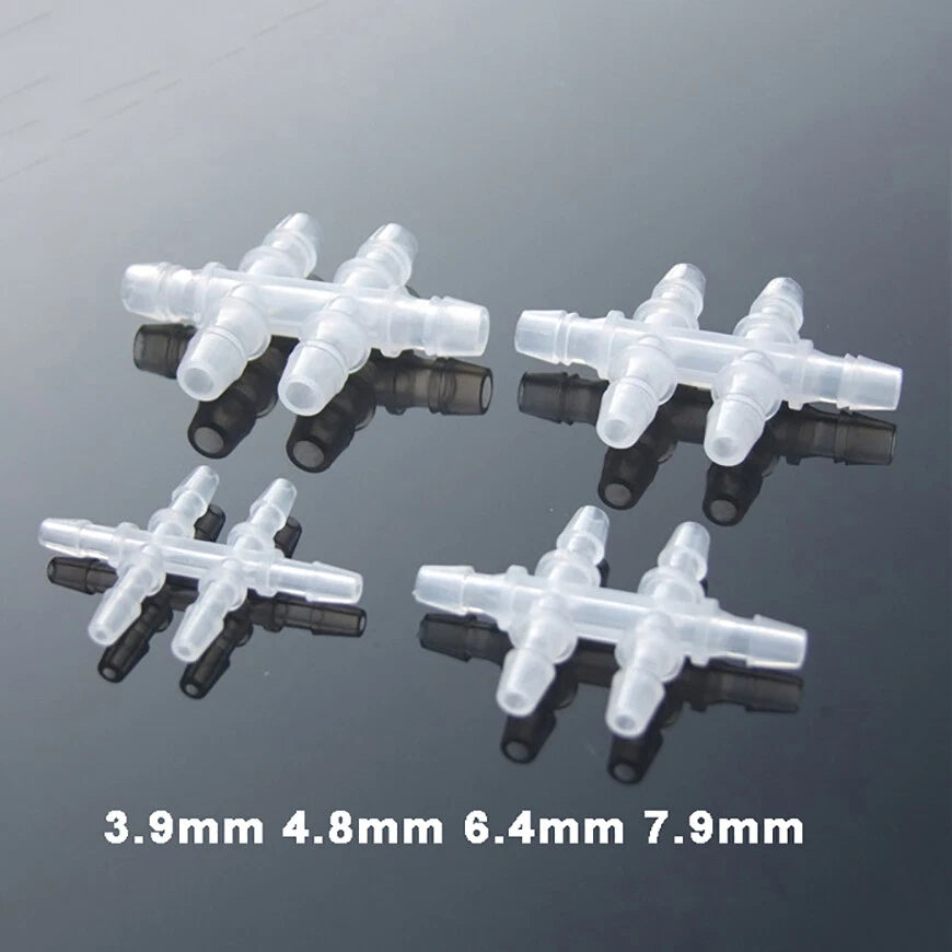 Plastic Barbed 6-Way Hose Splitter Connector — Air, Water & Gas Pipe Fitting