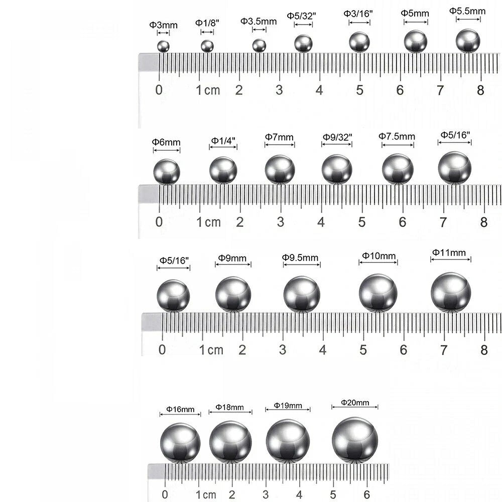 100Pcs Carbon Steel Balls High Precision Solid Bearing Beads Smooth Ball Dia 1 - 20mm - HomeDIYer