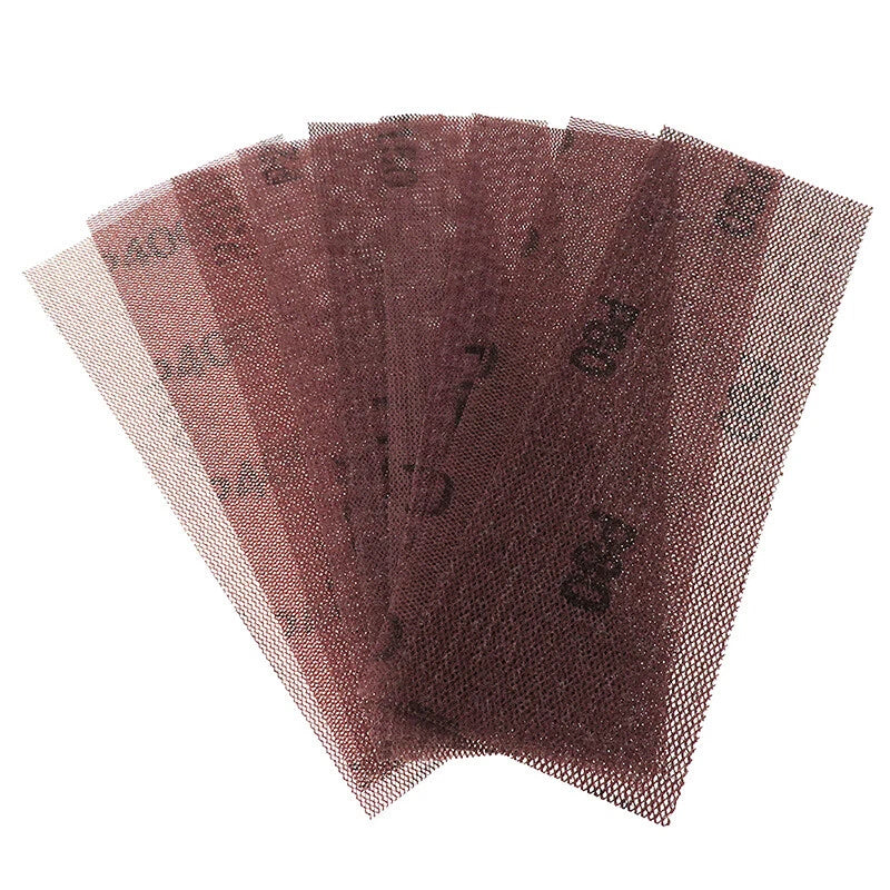 70x198mm Rectangular Mesh Sanding Sheets — P80 to P1000 Grit Hook & Loop Sandpaper for Detail Sanders