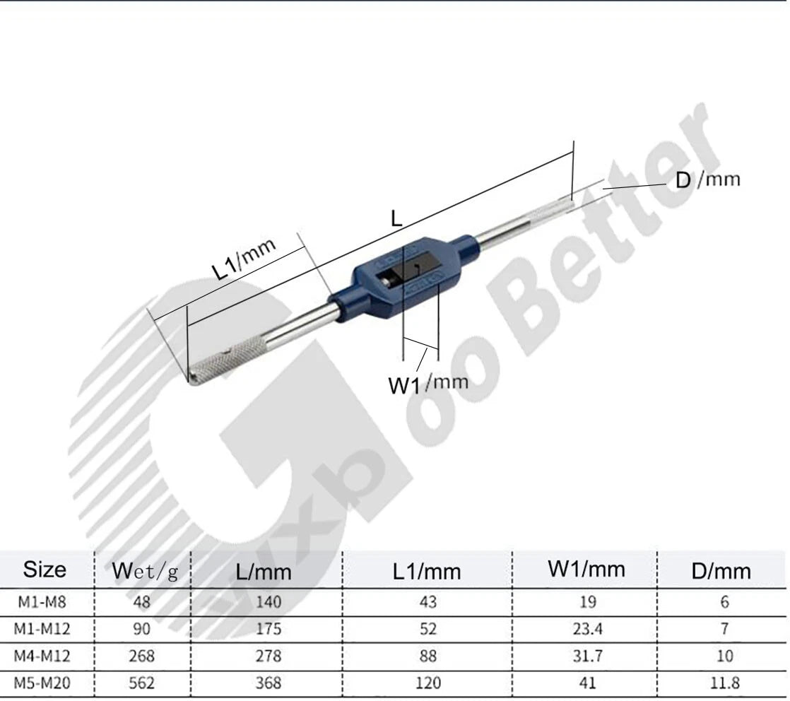 Manual Tap Wrench Straight-Handle Tap Wrench M1~M32 Adjustable Tap Handle Wrench