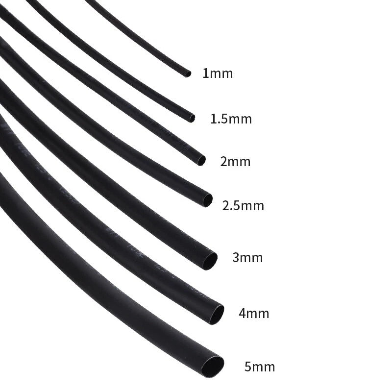 Black Heat Shrink Tubing 10mm–80mm | 2:1 Ratio Electrical Wire Sleeving