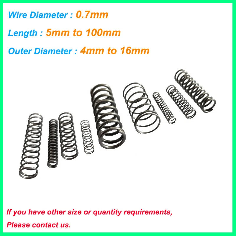 Micro Compression Springs Wire Diameter 0.7mm Spring Steel Pressure Spring DIY