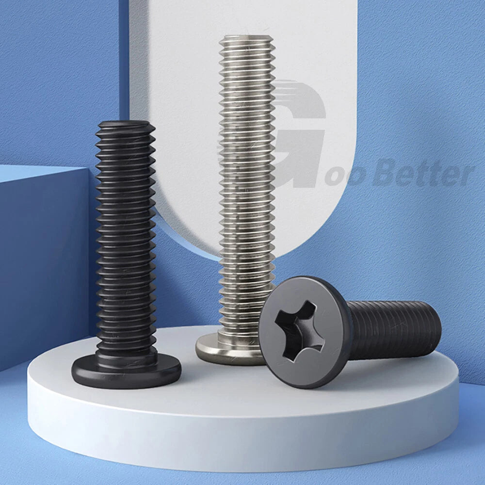 M4 Ultra Thin Flat Wafer Head Phillips Screws – Nickel or Black Zinc Plated, Carbon Steel (6–16mm Lengths)