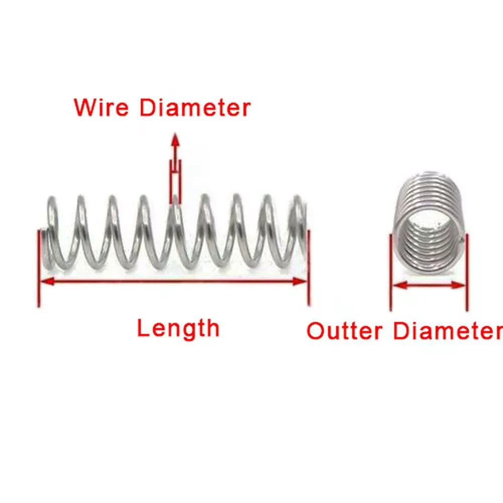 Compression Spring A2 304 Stainless Steel Wire Dia 0.7mm - 0.8mm Various Length