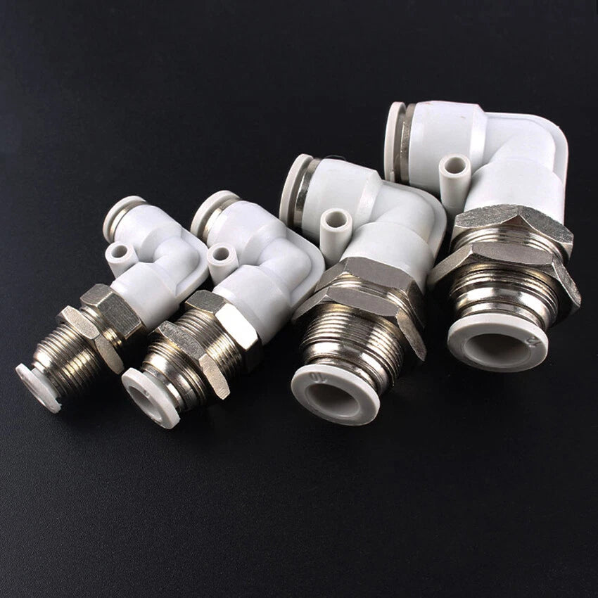 Pneumatic Push Fit Connector — L Shape & Bulkhead Fittings, 4mm–16mm