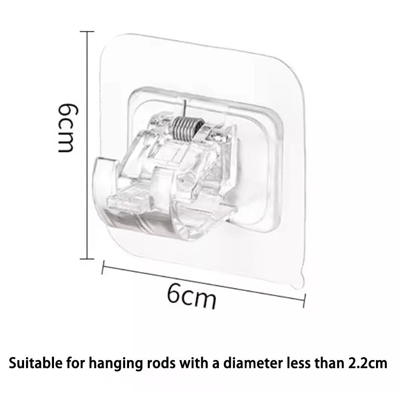 Self Adhesive Hooks Curtain Rod Bracket Pole Nail Free Adjustable Holder Hook
