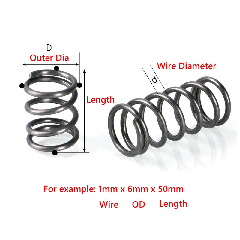 Small Pressure Compression Springs Spring 0.5mm Wire 5-25mm Long Various Sizes