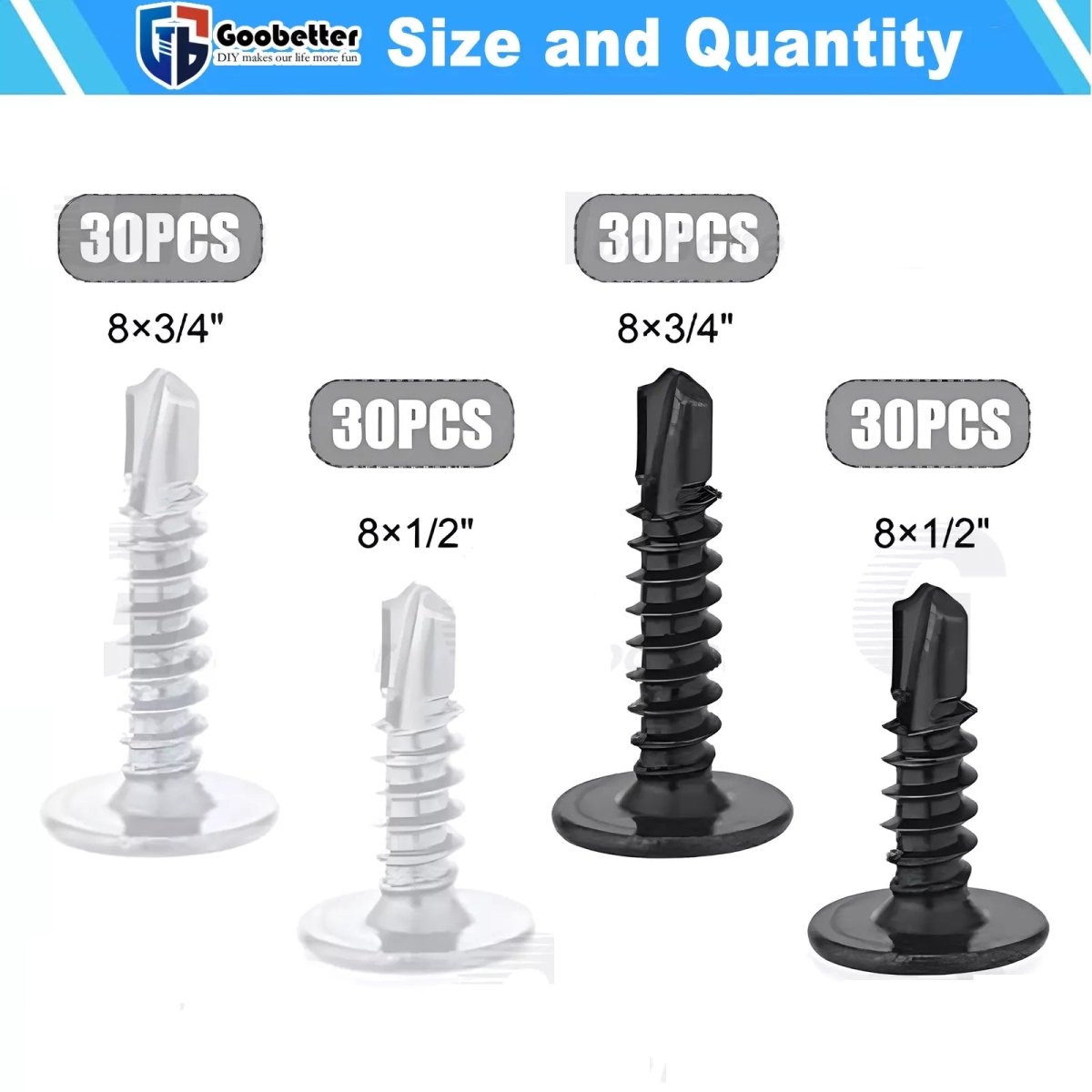 120pcs 8 Phillips Wafer Head Screws Kit for Metal - HomeDIYer