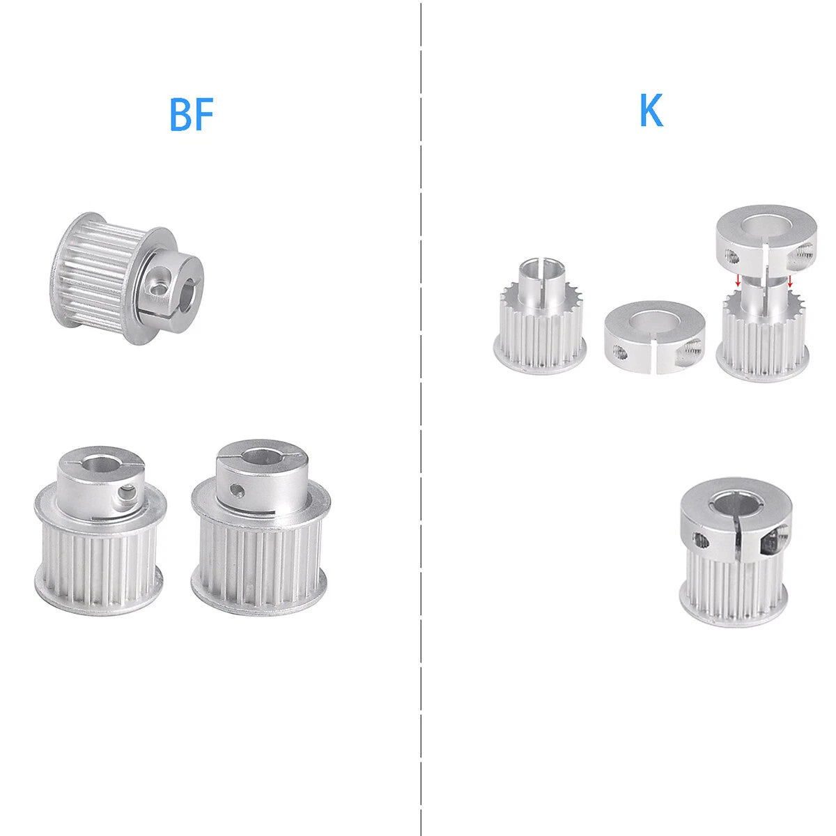 HTD5M Timing Belt Pulley 15 16 18 20 25 Teeth Clamping Bore for CNC-Step Motor