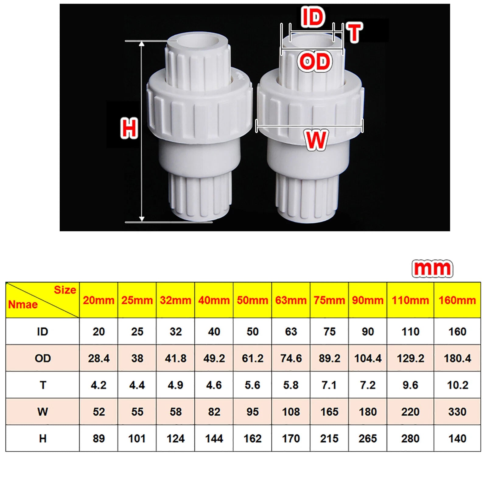 PVC Check Valve  25 - 75mm One Way Non-return Valve Water Adhesive Pipe Fittings