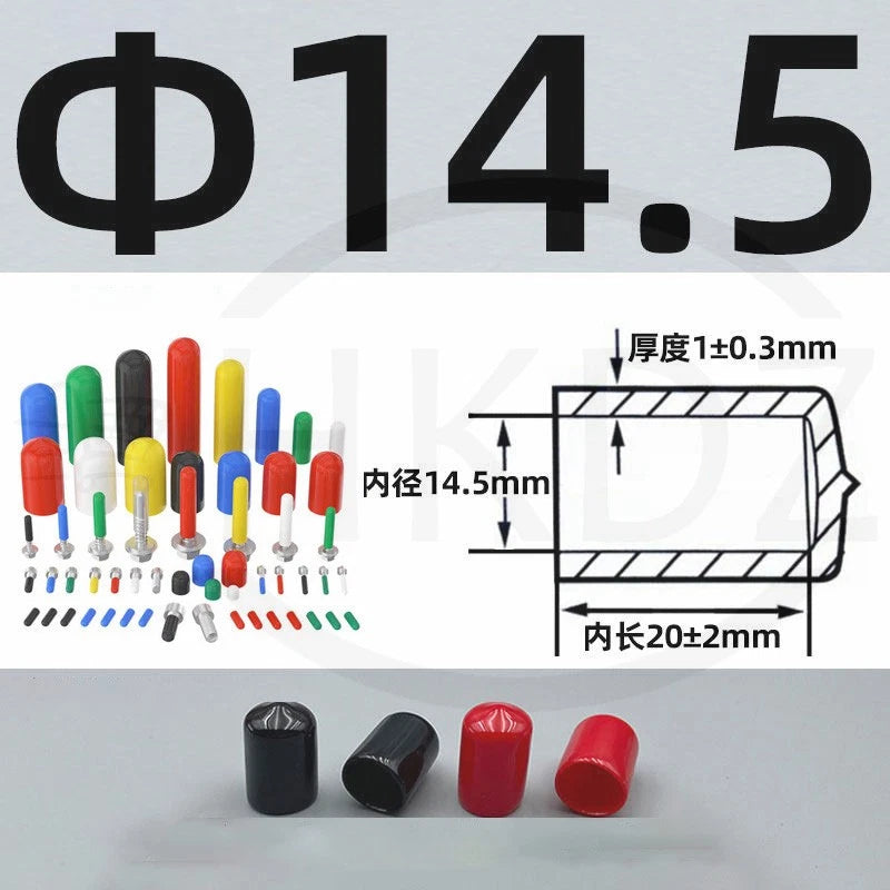PVC End Caps for Screws, Bolts, Rods, Tubes & Cables – Thread Cover Protector, Rubber Plastic Caps (12-114mm, Multiple Colors)