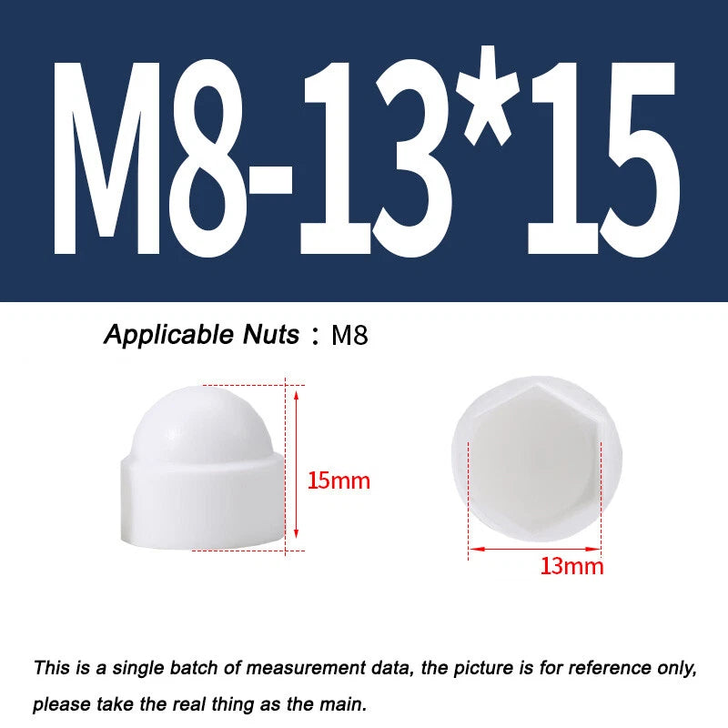 Hex Bolt & Nut Protection Caps – Plastic Hexagonal Screw Covers for M4 M5 M6 M8 M10 to M24 (PE, 5-100 Pack)