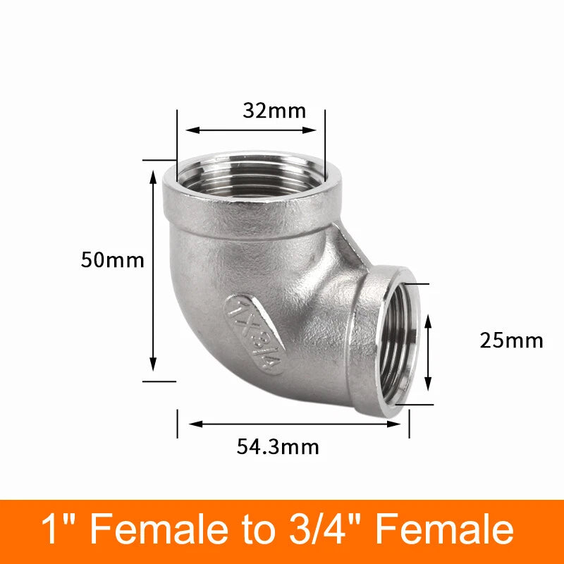 Stainless Steel 90° Elbow BSP Pipe Fittings — Same-Size & Reducing Female/Male Adapters