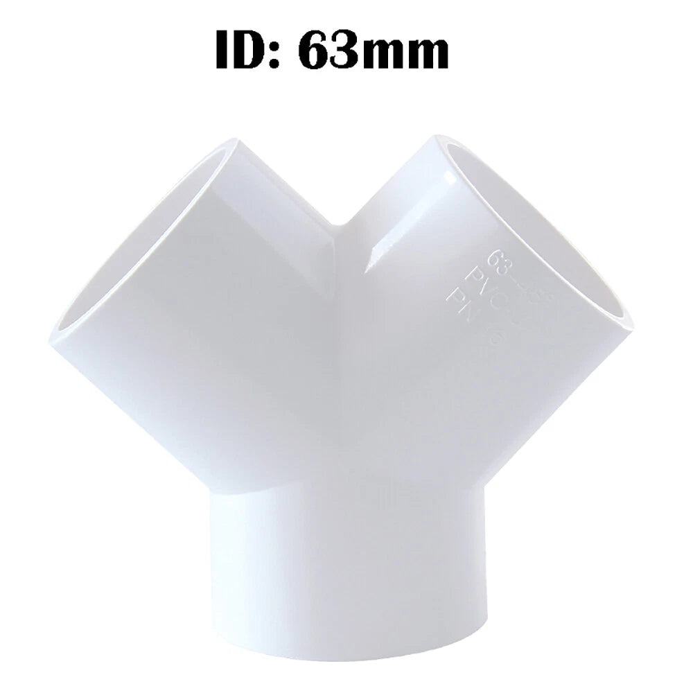 PVC Y-Fitting ID 20~63mm White Blue Grey PVC Y-Type Pipe Fitting Split Fittings