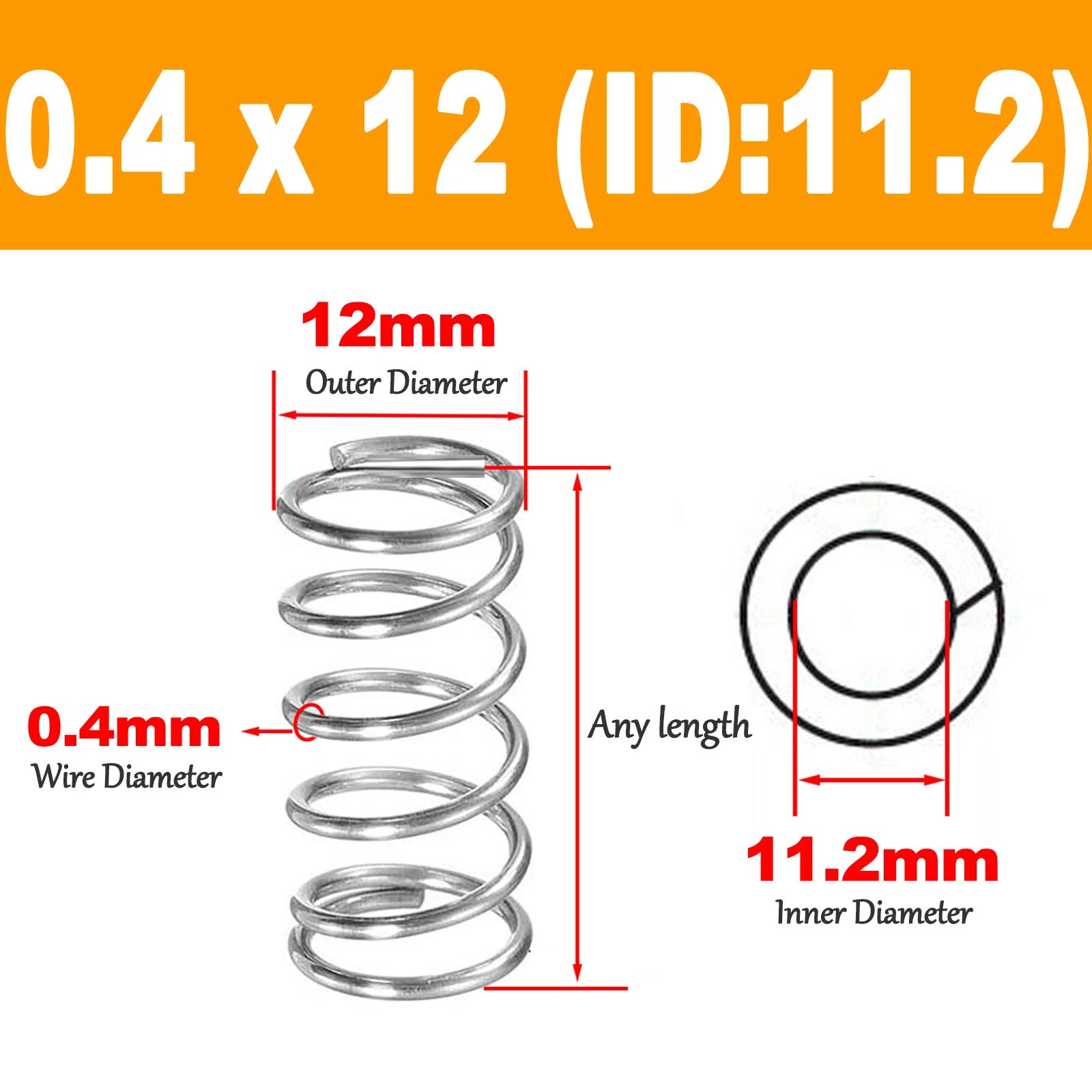 Compression Spring 0.40mm Wire Dia ,2 - 12mm OD Small Pressure Springs 304 Steel