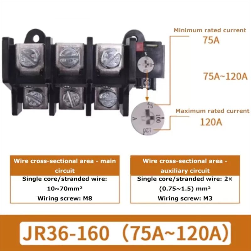 Thermal Overload Relays 0.32Amp - 160Amp For 3 Phase Motor Protector JR36 Series - HomeDIYer