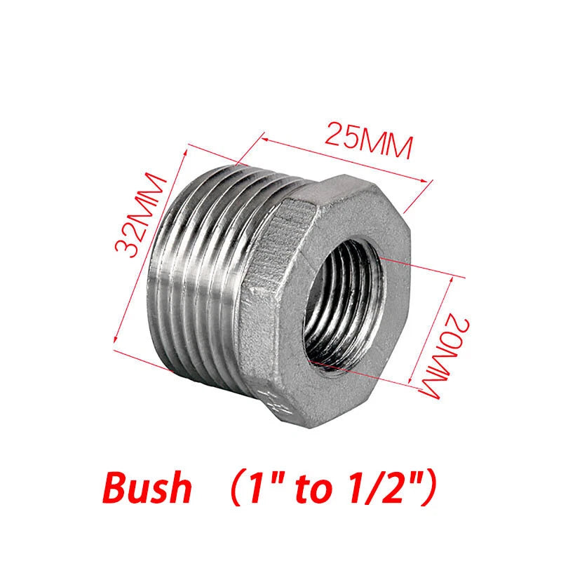 BSP 304 Stainless Steel Pipe Fittings — Elbow, Tee, Nipple, Cross, Bush, Cap (1/2" & 3/4")