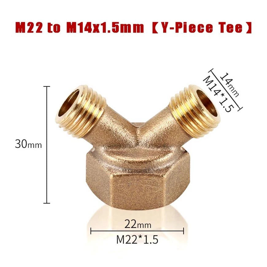 M14x1.5mm & M22x1.5mm Brass Pipe Fittings — Straight, Elbow, Tee, Cross, Coupler Adapters