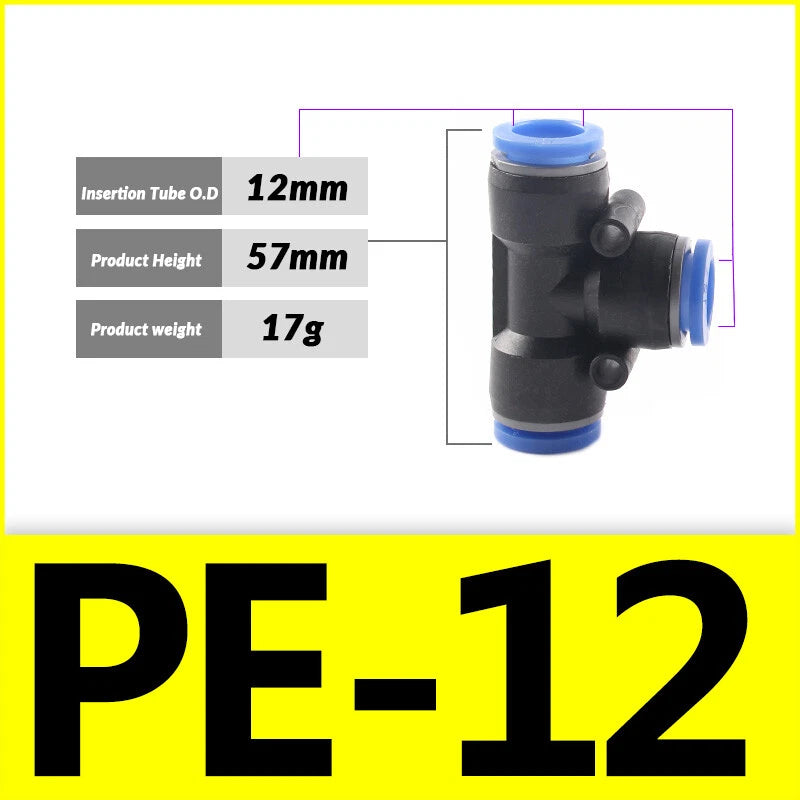 Pneumatic Push-In Fittings — PG / PU / PE Air & Water Hose Connectors, 4mm–16mm