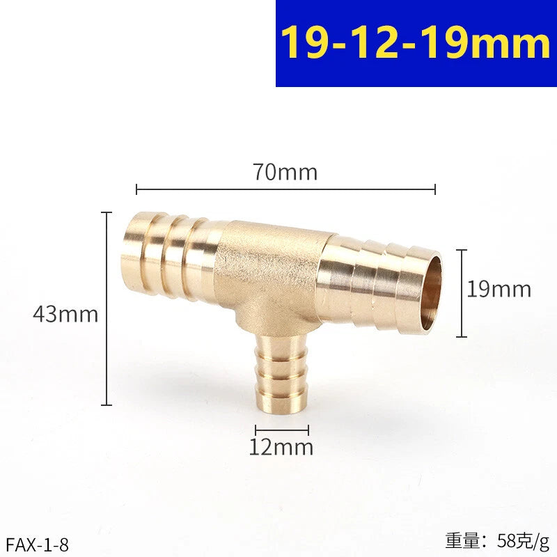 Brass Barbed T-Piece Hose Joiner Reducer Tee Connector — Air, Water & Fuel Fittings