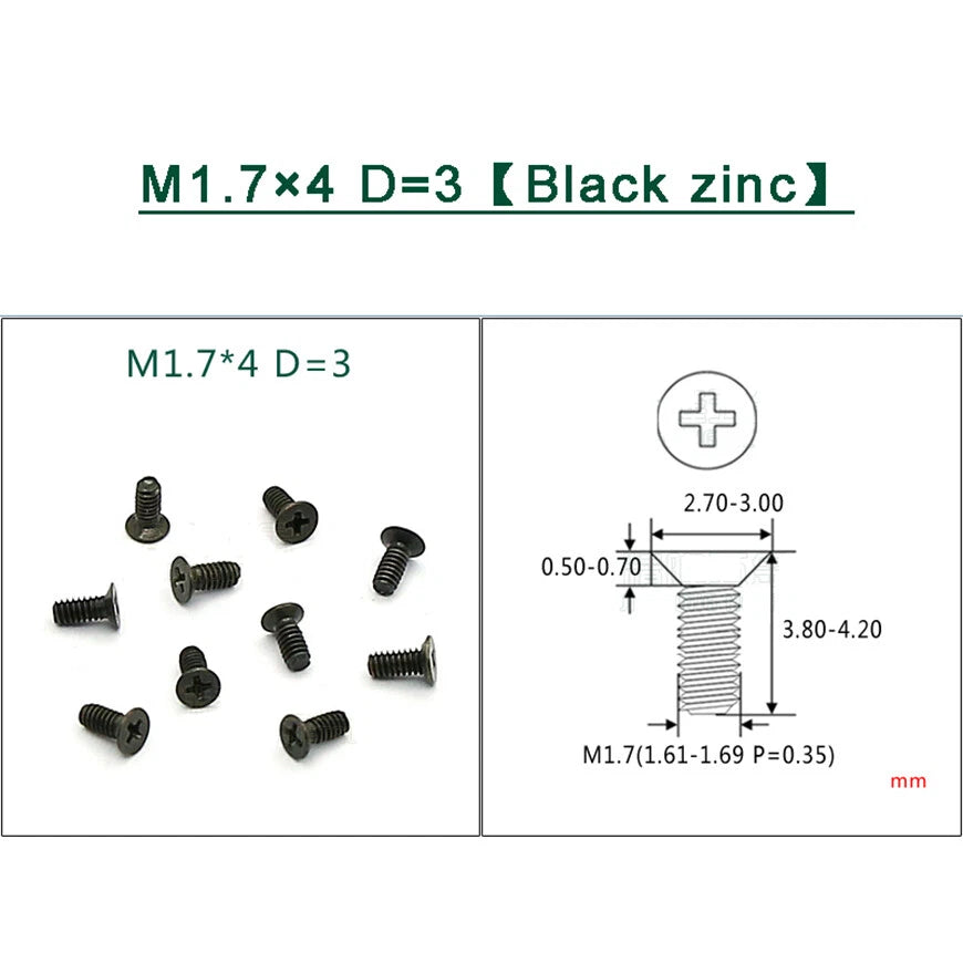 M1–M1.8 Phillips Countersunk Flat Head Machine Screws – Carbon Steel or 304 Stainless, Multiple Finishes