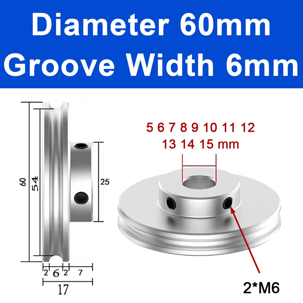 Alu U Pulley OD 20 30 40 50 60 80mm Single Groove Fixed Pulley for PU Round Belt