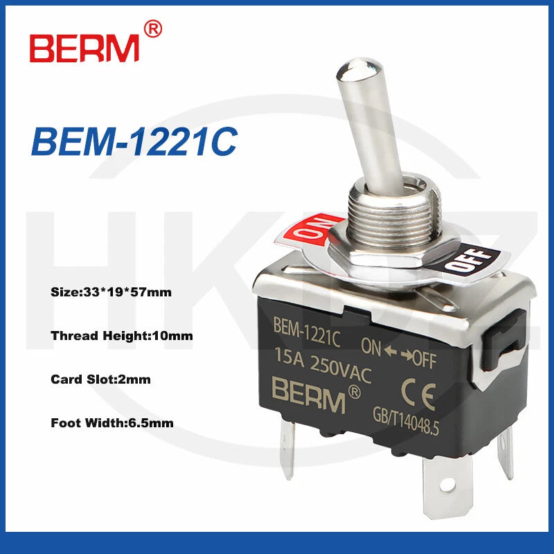 Metal Toggle Switch 250VAC 15A — SPST / SPDT / DPST / DPDT Panel Mount Flick Switch