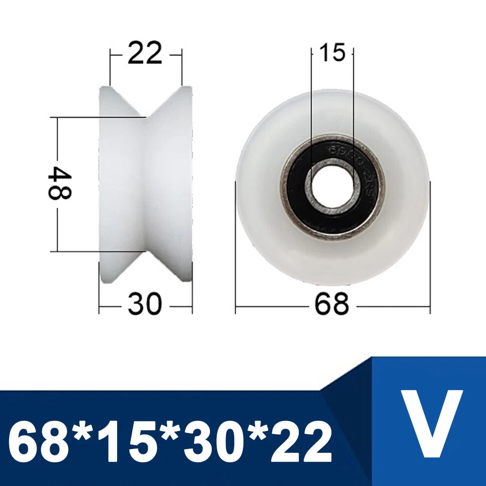 OD 30-85mm Nylon Pulley Wheel with Ball Bearing U/V/H Groove for Door and Window