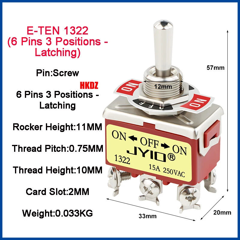 Heavy Duty Toggle Switch — 2/3 Position SPST DPDT, BEM & E-TEN Series, Pin or Screw Terminal