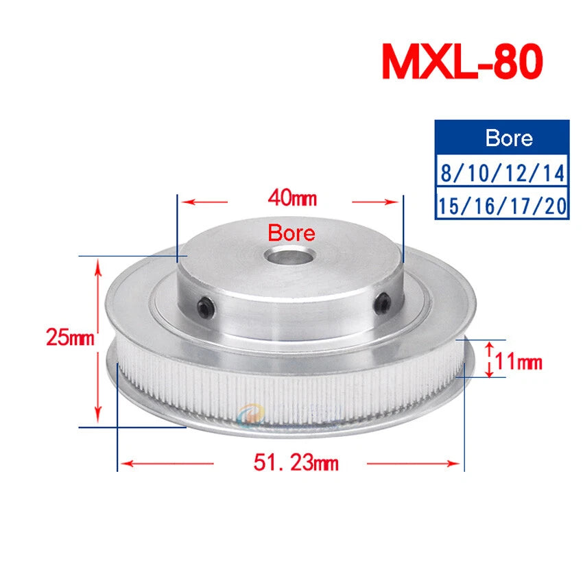 MXL 14-160Teeth Timing Belt Pulleys Pitch 2.032mm With Step For 10mm Width Belt