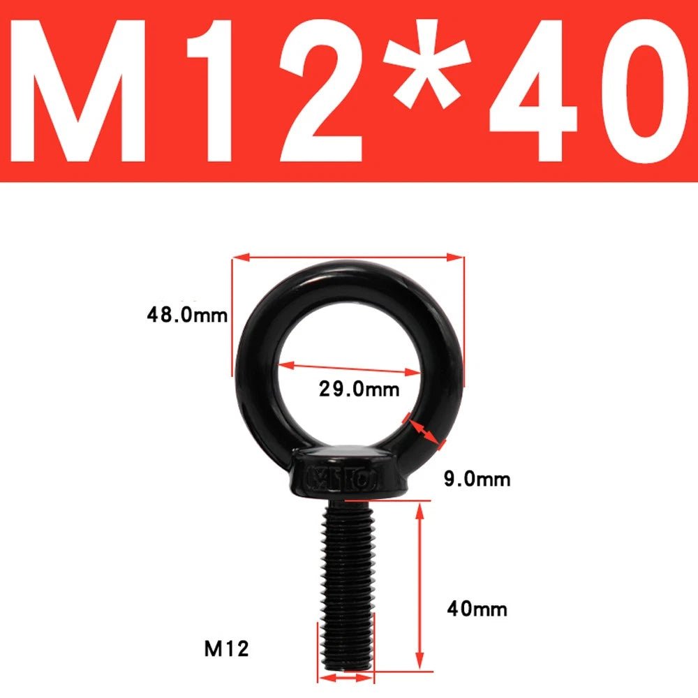 Black 304 Stainless Steel Eye Bolts and Eye Nuts — M3 to M20 Lifting Hardware - HomeDIYer