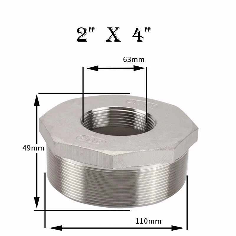 304 Stainless Steel Reducing Bush Adaptor | Male to Female NPT Pipe Fitting