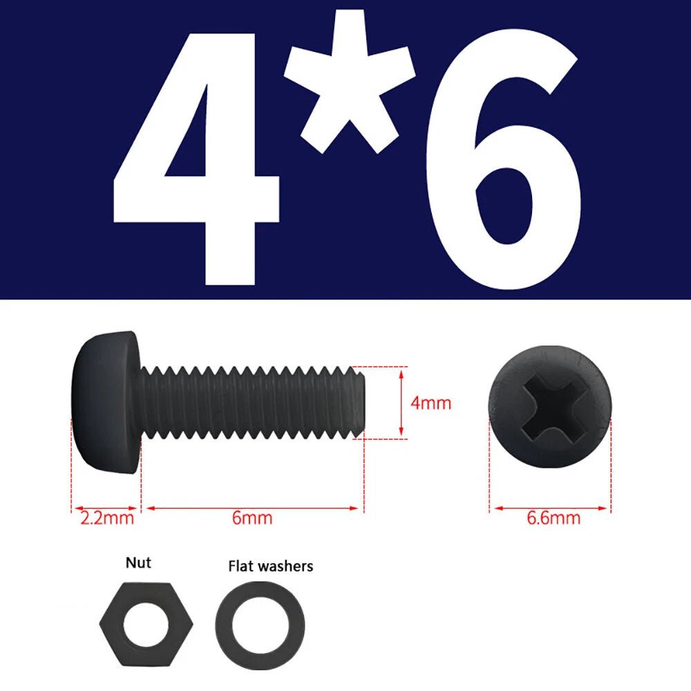 M4 M5 Nylon Phillips Pan Head Machine Screws with Hex Nuts and Flat Washers – White & Black - HomeDIYer