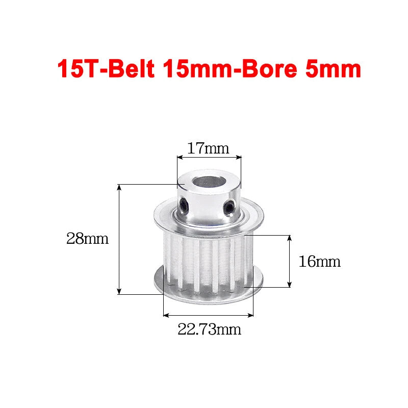 5M Timing Belt Pulley 10T 12T 14T 15T 16T 18T Bore 5mm-12mm for 15mm Width Belt