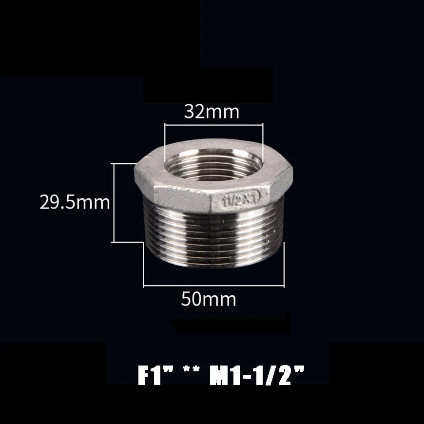 BSP Male to Female Reducing Bush Stainless Steel Pipe Fitting Adapter