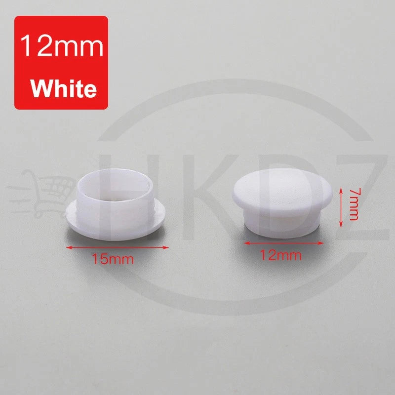 Plastic Screw Caps Covers – 5mm to 40mm Push-in Furniture Hole Plugs, Black, White and Brown