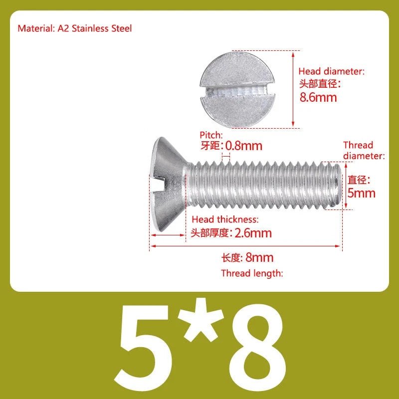 A2 Stainless Steel Slotted Countersunk Screws DIN 963 | M4 M5 M6 - HomeDIYer