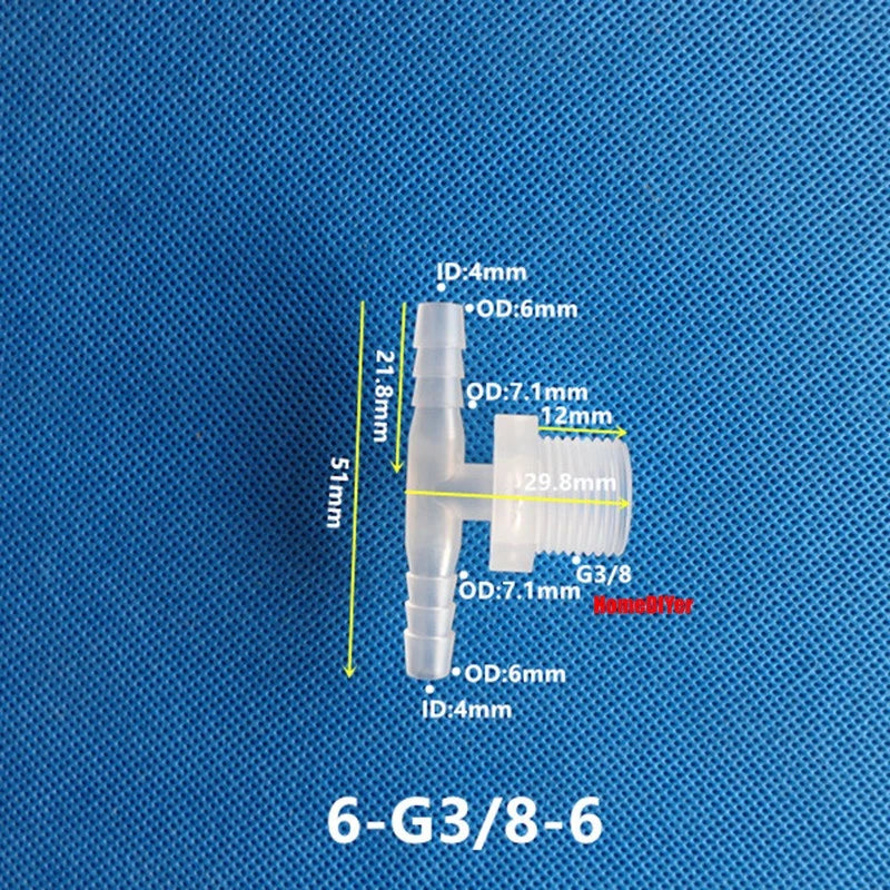 T Piece Joiner 3-Way Plastic Barb Connector | Pipe Hose Male Thread Fitting