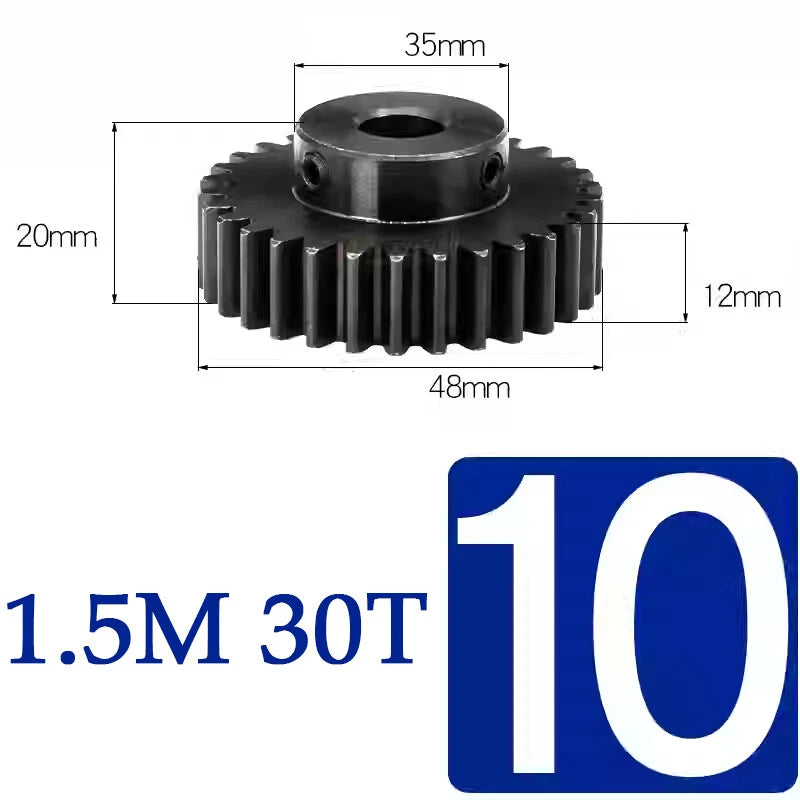 Spur Gears 1.5 Mod Transmission Gear With Step 45#Steel Pinion Motor Gear 15~50T