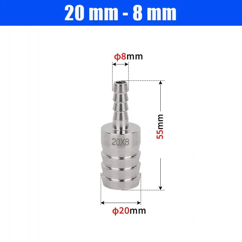6mm~50mm Stainless Reducer Barbed Hose Joiner Connector Air Water Pipe Gas Tubi