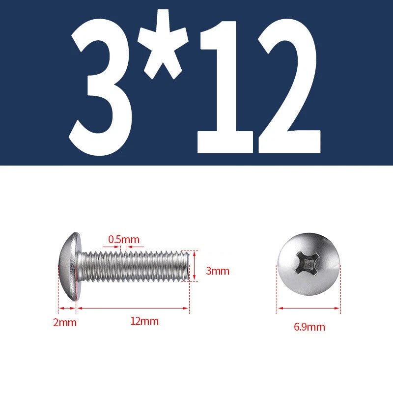 Phillips Button Head Machine Screws — Steel M2 M2.5 M3 M4 M5 M6 - HomeDIYer